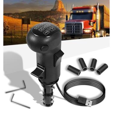 Imagem de Camoo USB American Truck Simulator Shifter Shift Knob for ATS & ETS2 - Up to 18 Speed Gearshift Knob Compatible with Logitech G25/G27/G29/G920, Thrustmaster TH8A, PXN A7 Shifter