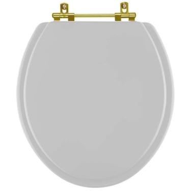 Imagem de Assento Sanitario Laqueado Convencional Oval Cinza Real Com Ferragem Dourada Para Vaso...