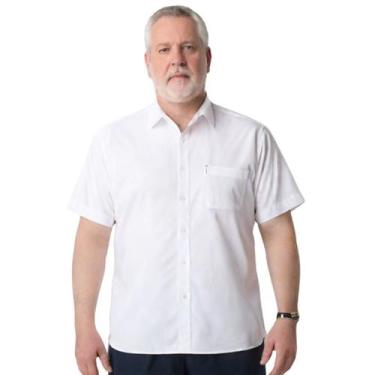 Imagem de Camisa Social Microleve Manga Curta Plus Size Não Amassa - C&C, Branco