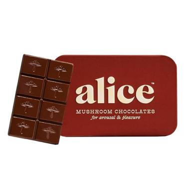 Imagem de Alice Cogumelos Com Final Feliz, Chocolates Sensuais De Cogumelos, Melhora O Humor, Desempenho, Vitalidade, Energia E Engajamento, Cordyceps, Ashwaganda, Pimenta Caiena, Canela E Mais