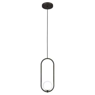 Imagem de Luminária Pendente Teto Lustre Arco Globo Vidro Quarto Preto - Singlel