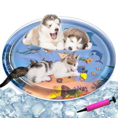 Imagem de Tapete de brinquedo com sensor de água, tapete de brinquedo com sensor de água engrossado para gatos e cães, tapete de brinquedo sensorial espesso para gatos com peixes para brincar com animais de