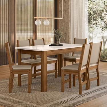 Imagem de Poliman Moveis - Mesa de Jantar Bellagio 6 Lugares com Cadeira Clara