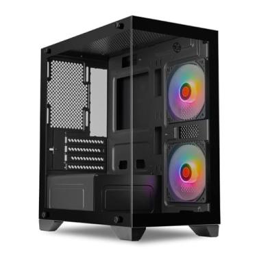 Imagem de Gabinete Gamer TGT Gladiator | Rainbow | Mid-Tower | Lateral de Vidro | Com 2 Fans | Preto | TGT-GLD-BK