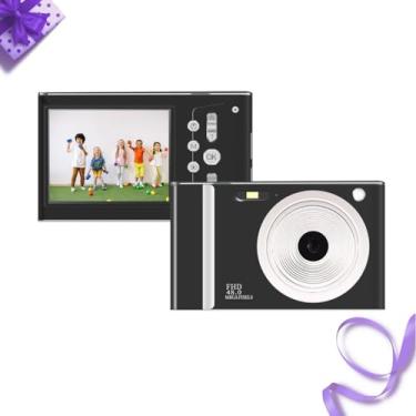 Imagem de Câmera Digital Com LCD de 2,7 Polegadas, Câmera 1080P 48MP, Câmera Digital Aponte e Dispare Com Zoom 8X Anti-vibração, Câmera Compacta de Vlogging para Meninos e Meninas (BLACK)