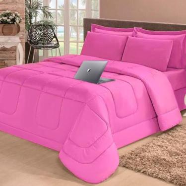 Imagem de Kit Edredom Casal Queen  Jogo de Lençol 06 peças Dupla Face Casa Dona