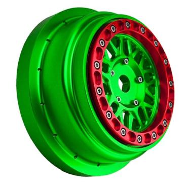 Imagem de BeaxTurbo Racing Upgrade Parts Losi Super Baja REY2.0 1/6 CNC Aluminum Bead Lock Wheel Titanium/green1pcs (Green-red)