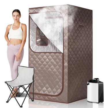 Imagem de TaTalife Sauna a vapor portátil, sauna doméstica pessoal de tamanho completo, com gerador de vapor de 1000 W e controle remoto de temporização, cadeira dobrável, saunas a vapor para spa doméstico (86 cm x 86 cm x 167 cm)