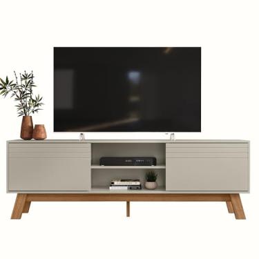 Imagem de Rack Bancada Dubai 1,80cm TV até 70” Porta Correr Peternella (Off White)