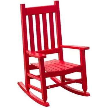Imagem de BplusZ Cadeira de balanço infantil infantil de madeira confortável Rocker Mobiliário interno externo varanda varanda varanda sala de leitura para bebês crianças de 6 a 10 anos, vermelho