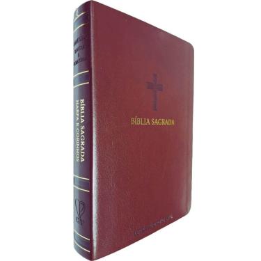 Imagem de Bíblia Sagrada ARC Full Color Capa PU Luxo Cruz Bordô PDA PJV PED MC Harpa Avivada e Corinhos Letra Hipergigante CPP