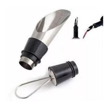 Imagem de Kit 2 Tampas Rolha Funil Garrafa De Vinho Em Inox Bico Dosador - HomeY