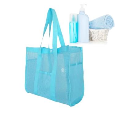 Imagem de de Praia em Mesh - Sacolas De Praia Femininas - Impermeável À Areia E Água Reutilizável Organizador De Brinquedos Com Grande Armazenamento Para Crianças Natação Férias Acampamento Cruzeiro Viagem