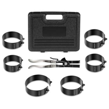 Imagem de Conjunto de ferramentas de compressor de anel de pistão 940387 para motores a diesel de carro com braçadeiras de manutenção de veículos, alicates de catraca e caixa de armazenamento, tamanhos de anel