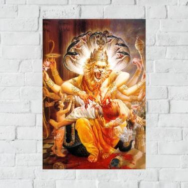 Imagem de Placa Decorativa Mdf Narasimha Tamanho 20x27cm Modelo 3a