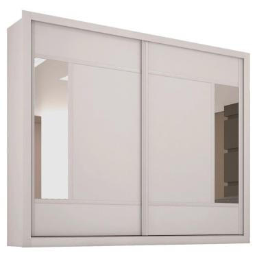 Imagem de Guarda Roupa Triunfo Flex Com 2 Portas De Correr E Espelho Móveis Europa Branco Com Nogueira