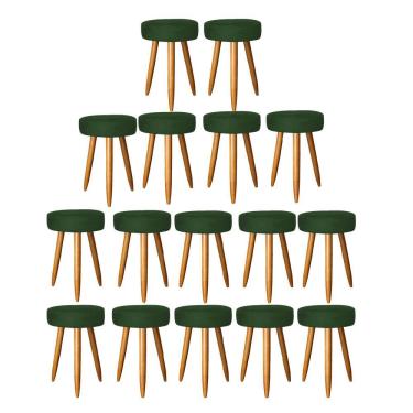 Imagem de Kit 16 Banqueta Alta Julia 50Cm Bar Cozinha Bistrô Pé Palito Carvalho Suede Verde