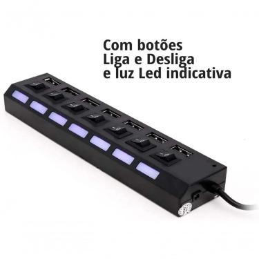 Imagem de Hub De Usb 7 Portas 2.0 Hd Extensor High Speed Pen Drive Hd