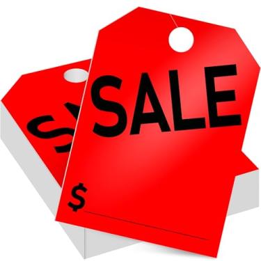 Imagem de Crtiin Pacote com 100 etiquetas para pendurar no espelho do revendedor de carro 21 x 29 cm para espelho retrovisor de carro (vermelho)