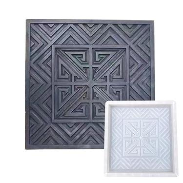Imagem de 2 peças de moldes de concreto para passarelas, carimbos de concreto quadrados de plástico, moldes de pavimentação de concreto, caminhos de jardim, pavimentadoras de pedra para jardim (40 x 40 x 3,5 cm