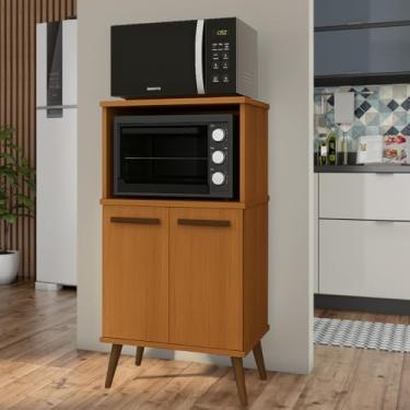 Imagem de Armario Multiuso Lisboa Microondas Forno com Portas e Divisorias de Garrafas (Cedro) -