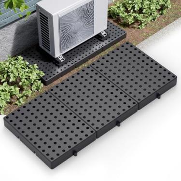 Imagem de Flehomo Mini bloco dividido de 3 peças para unidades condensadoras externas. Almofada de equipamento de plástico de 90 x 39 x 5 cm para sistemas de bomba de calor de ar condicionado dividido sem dutos