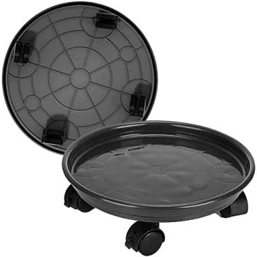 Imagem de AWXYZ Pacote Com 2 Carrinhos Para Plantas Rodas - Suporte Redondo Vasos De 15,5 Polegadas Rodinhas, Resistente, Flores Carrinho Pires, Bandeja E Palete Universal (Preto)