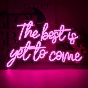 Imagem de FAXFSIGN O Melhor Ainda Está Por Vir Letreiro De Neon Com Letras Rosa E Luzes Led Para Decoração Parede, Alimentação Usb, Letreiros Iluminados Quarto, Casa, Bar, Casamento, Festa Aniversário, Quarto