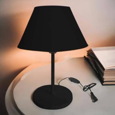 Imagem de Luminária de Mesa Abajur Cúpula Injetada para Escritório Quarto Recepção Decoração Sala Moderno (PRETO/PRETO)