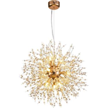 Imagem de Lustres de 16 luzes para o quarto, luzes pendentes de dente de leão modernas, luminária de teto de cristal de fogos de artifício, lâmpada de suspensão interna para cozinha de restaurante de