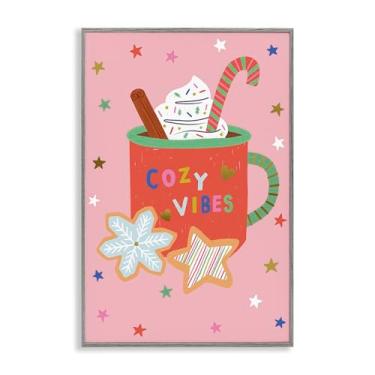 Imagem de Stupell Industries Cozy Vibes Winter Cocoa Gray Framed Giclee Art Design por Lisa Barlow, 20 x 30