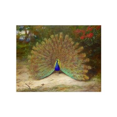 Imagem de Animais Pinturas Famosas Arte Parede-Fotos Lona para Sala de Estar-Pavão borboleta-Pôster e Imprimir Decoração 60x80cm24x31in Sem Moldura