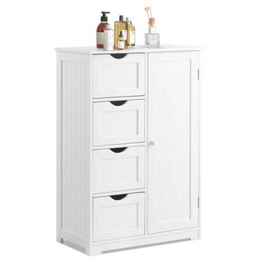 Imagem de Armário de Banheiro COSTWAY com 4 Gavetas e Prateleira - Ideal para Ar