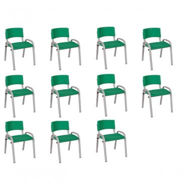 Imagem de Kit 11 Cadeira Iso Infantil Creche, Escola Base Cinza Verde Escuro