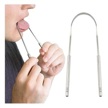 Imagem de kit 3Limpador de Língua Raspador Aço Inox Higiene Bucal contra mau hálito