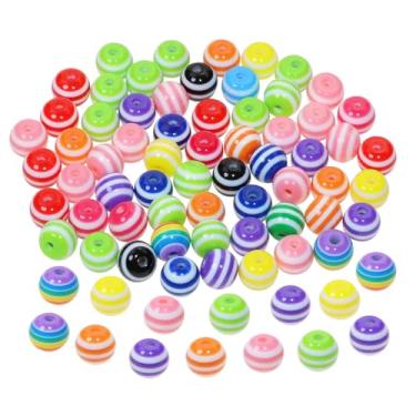 Imagem de Tupalizy Contas listradas de 8 mm pequenas contas de orgulho arco-íris de plástico espaçadores coloridos para pulseiras, fabricação de joias, chaveiro, colares, brinco, artesanato, artesanato, projeto
