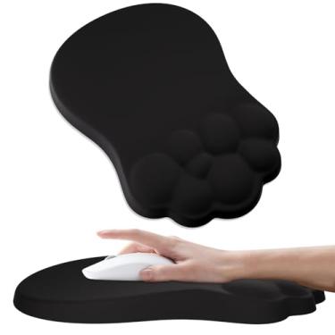 Imagem de Arisase Mouse pad ergonômico em nuvem, suporte de pulso, controle preciso, descanso de pulso para alívio da dor com base antiderrapante atualizada e fácil de limpar para mouse com e sem fio (preto)