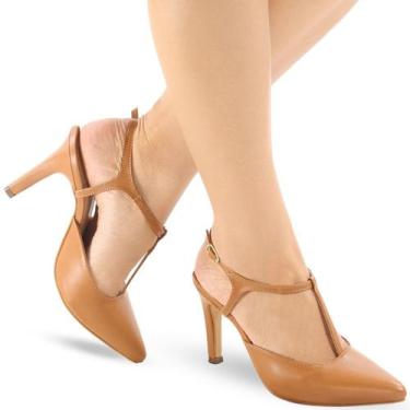 Imagem de Scarpin Re&Ton Salto Médio Aberto Confortável SC17, Marrom, 37