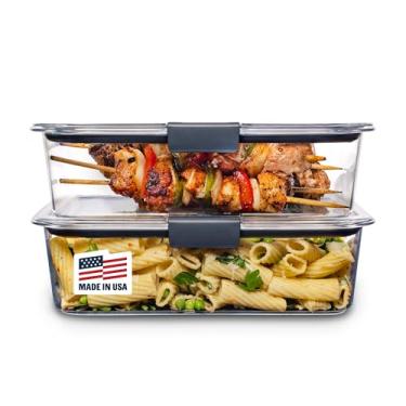 Imagem de Rubbermaid Conjunto de armazenamento de alimentos Brilliance à prova de vazamento | Recipientes de plástico de 9,6 copos com tampas | Seguro para micro-ondas e lava-louças, pacote com 2, transparente
