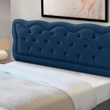 Imagem de Cabeceira de Cama Box Madeira Estofada Casal Sofia (Azul)