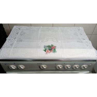 Imagem de Capa Para Fogão De 4 Bocas De Renda - Rendhac, Flor Hibisco