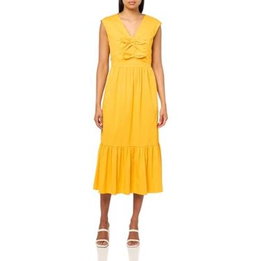 Imagem de Anne Klein Vestido midi moderno com detalhe de laço, Pôr do sol dourado, 48