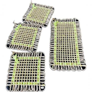 Imagem de Kit 4 Peças Descanso De Panela Esteira Sisal Amarelo Neon