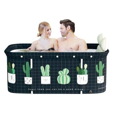 Imagem de Banheira Ofurô Dobrável Portátil Retangular PVC Com Encosto Inflável C