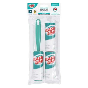 Imagem de Conjunto Rolo Adesivo 3 Peças Removedor de Pelos Poeiras Flash Limp CS