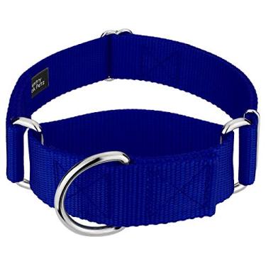 Imagem de Coleira para cães Country Brook Petz 3,8 cm Martingale resistente de nylon ajustável para raças pequenas, médias e grandes - Seleção vibrante de 17 cores (azul royal, grande)