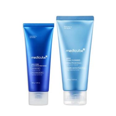 Imagem de Skin Care medicube, máscara facial Zero Pore Blackhead Mud e limpador 