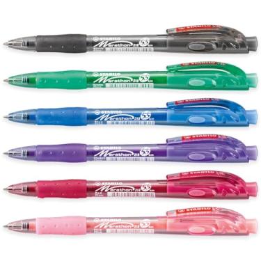 Imagem de STABILO Marathon - Caneta esferográfica retrátil - fina - pacote com 6 (uma de cada cor)