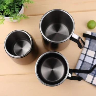 Imagem de Caneca Térmica Parede Dupla em Aço Inox Preta 1000ml com Tampa Hermética - Estilo Esportivo