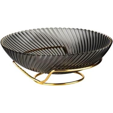 Imagem de Suporte De Prato De Frutas De Vidro Transparente De Alta Qualidade - Grande Tigela De Luxo Para Lanches E Doces Para Mesa De Café Decoração De Casa Elegante Ideal Para Fruta, Transparent, S